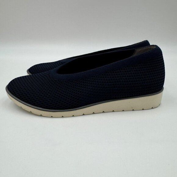 Eileen Fisher Womens Seam Knit Stretch Flat Loafer Slip-On Navy Blue Size 6.5 - Picture 2 of 8
